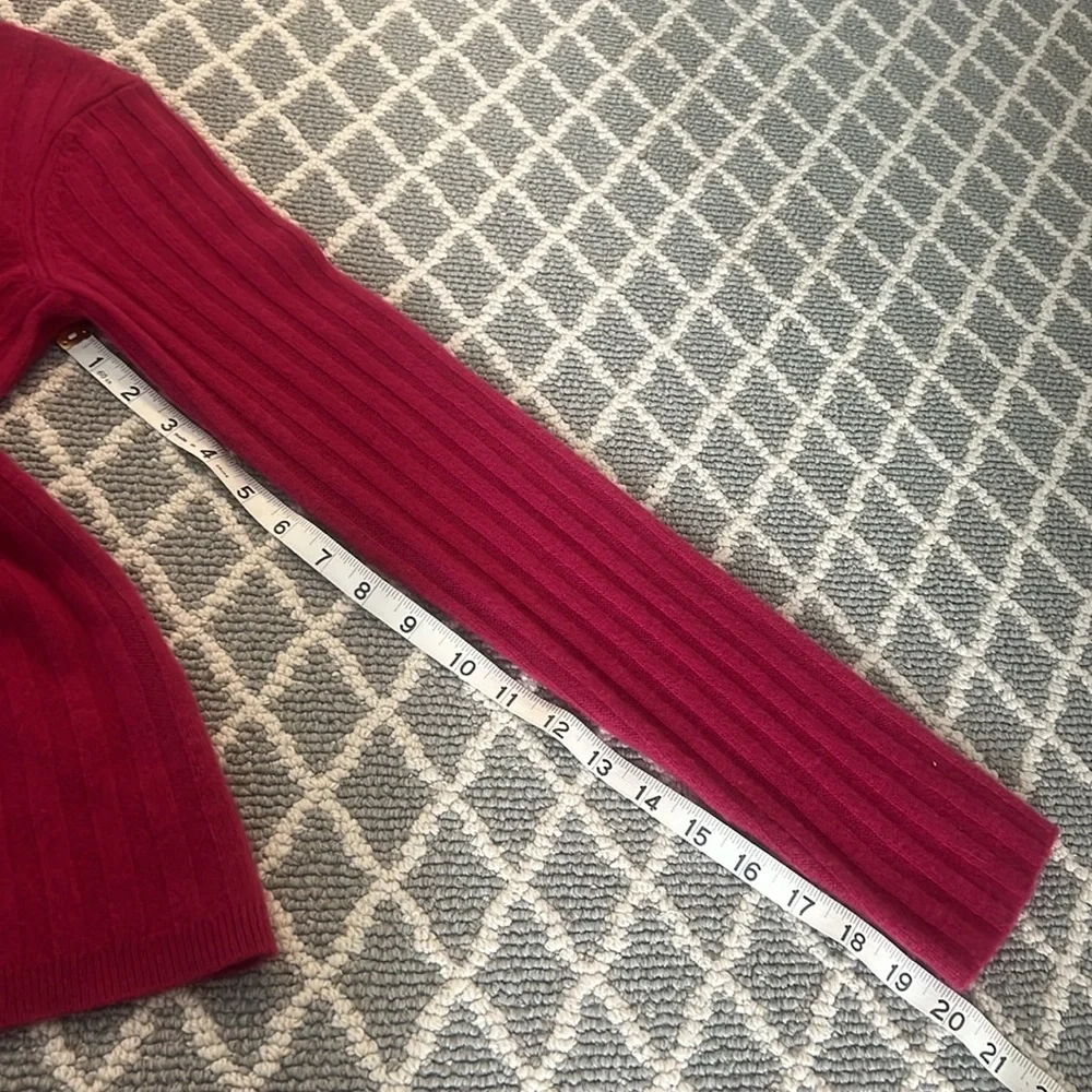 Naadam 100% Cashmere Wide Ribbed Sweater Size Small Raspberry Rolled Crewneck